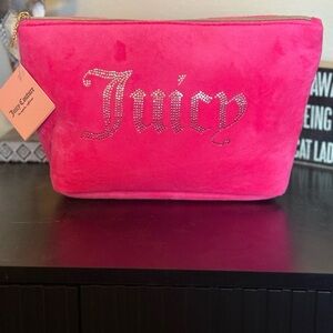 Juicy Couture Hot Pink Cosmetic Bag with Rhinestone Logo